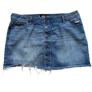 Hollister Denim Mini Skirt Button Down Closure Size 15 Cotton
